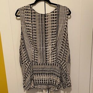 Ava & Viv Black and Cream Patterned Blouse